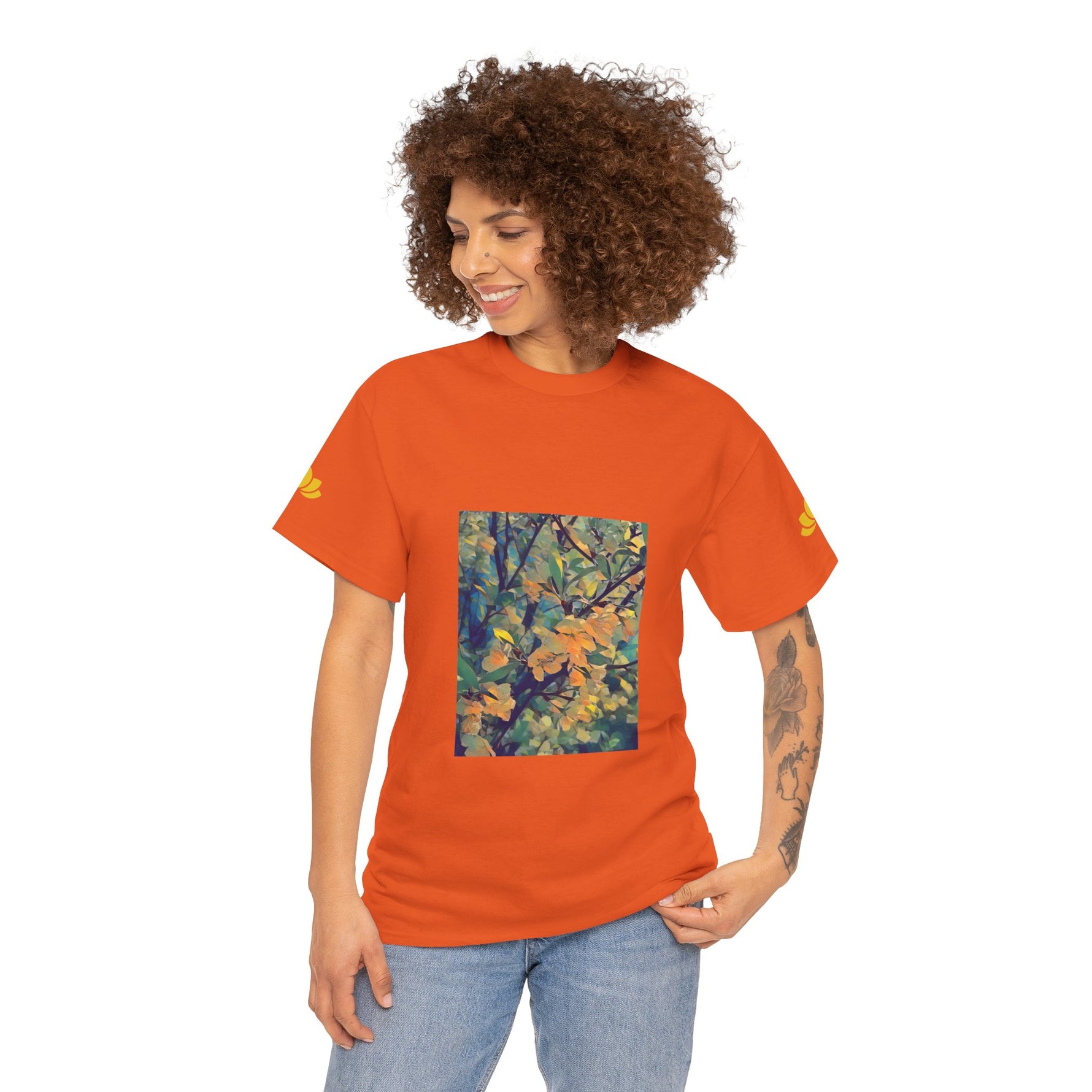 Unisex Heavy Cotton Tee - Poly Art - Apple's Tree Flower (Variant 2)