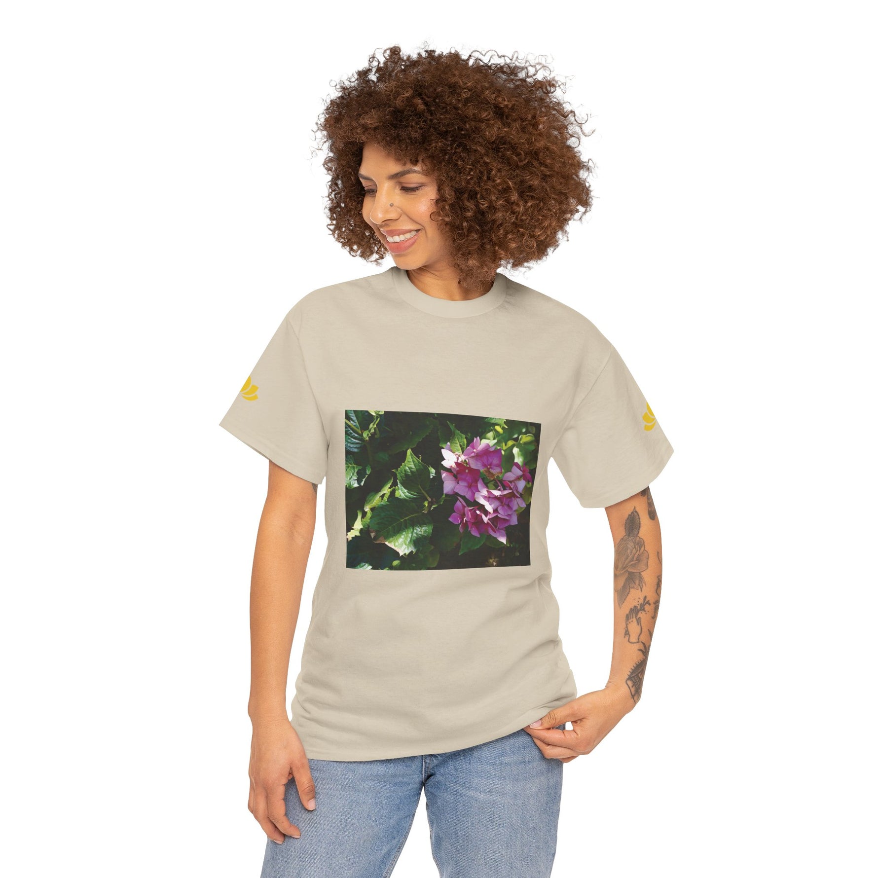 Unisex Heavy Cotton Tee - Flower of Ortensia/Hydrangea Macrophylla