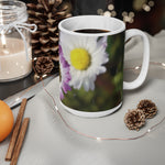 Ceramic White Cup 15oz - Flower of Daisies
