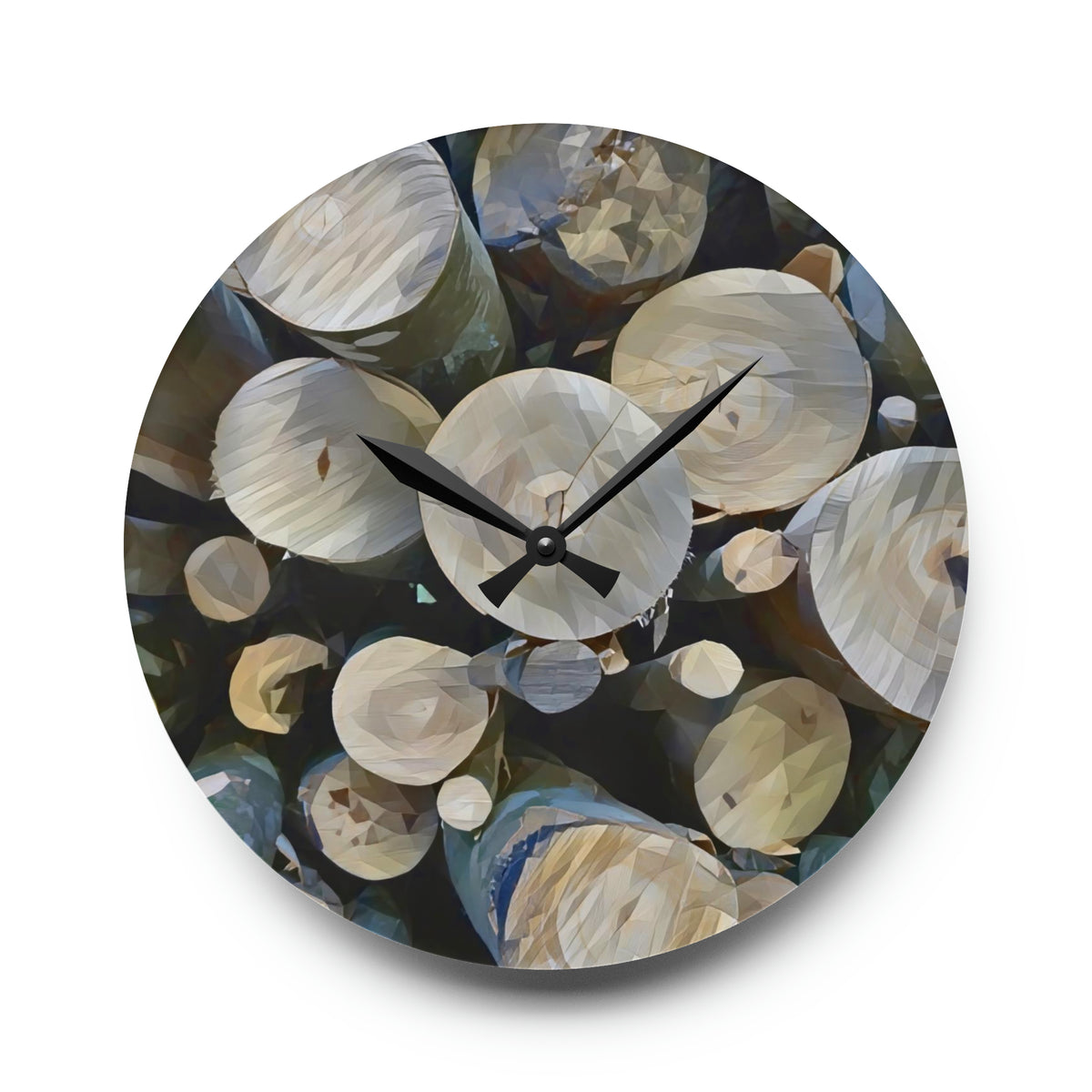 Acrylic Wall Clock - Poly Art - Wooden Trunks (Variant 5)
