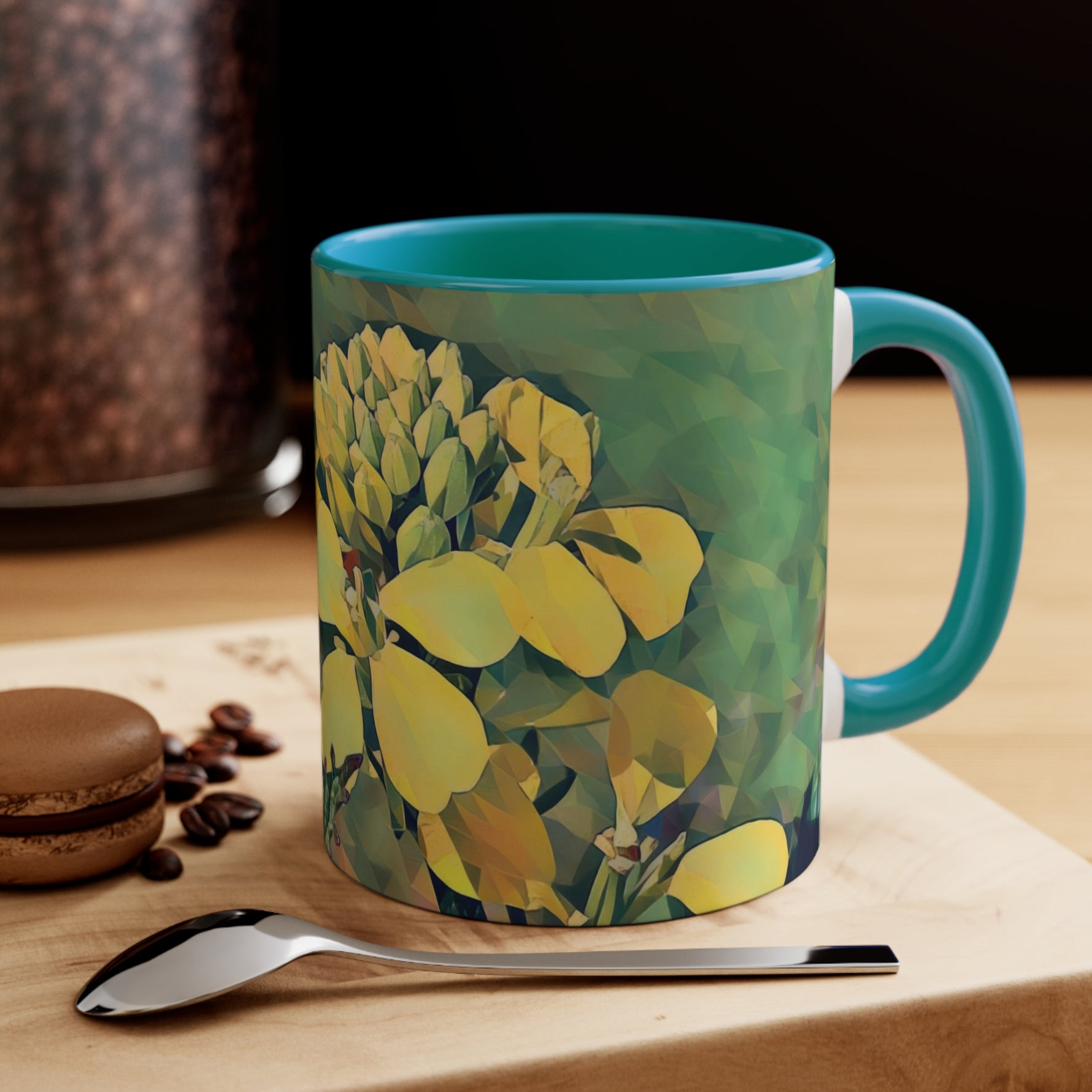Mug 11oz - Poly Art - Flower, Yellow