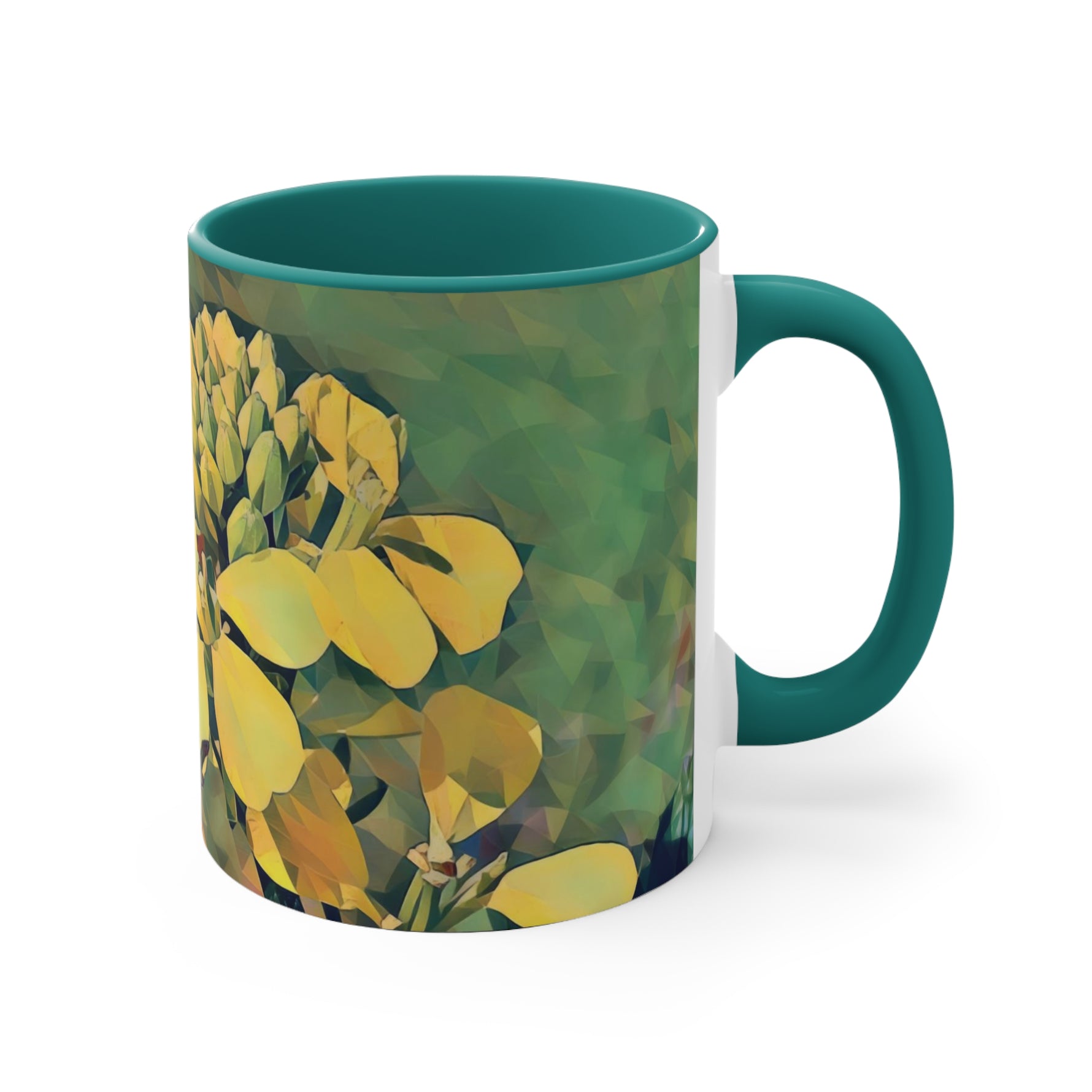 Mug 11oz - Poly Art - Flower, Yellow