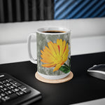 Ceramic White Cup 15oz - Poly Art - Flower of Calendula (Variant 1)