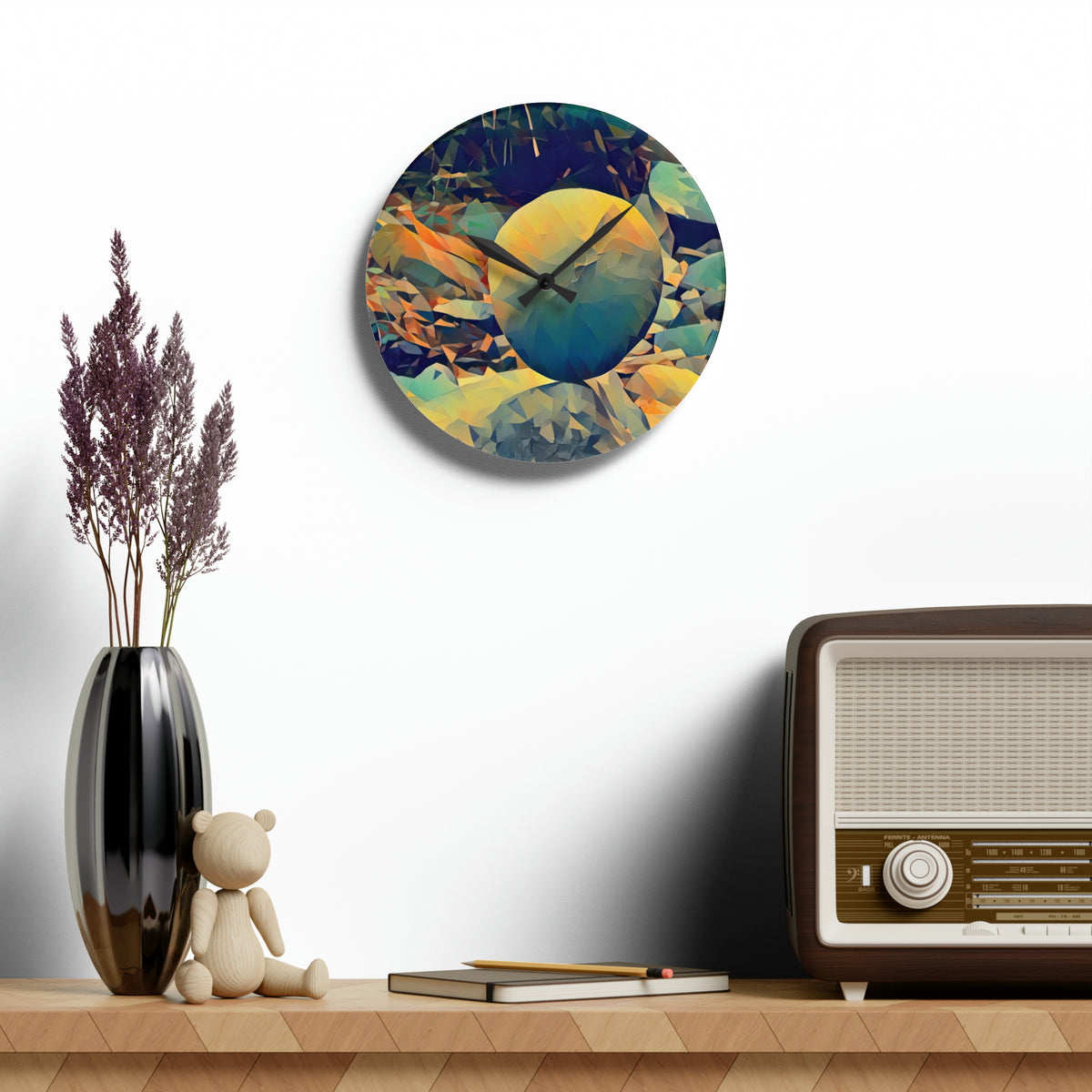 Acrylic Wall Clock - Poly Art - Stone Balance