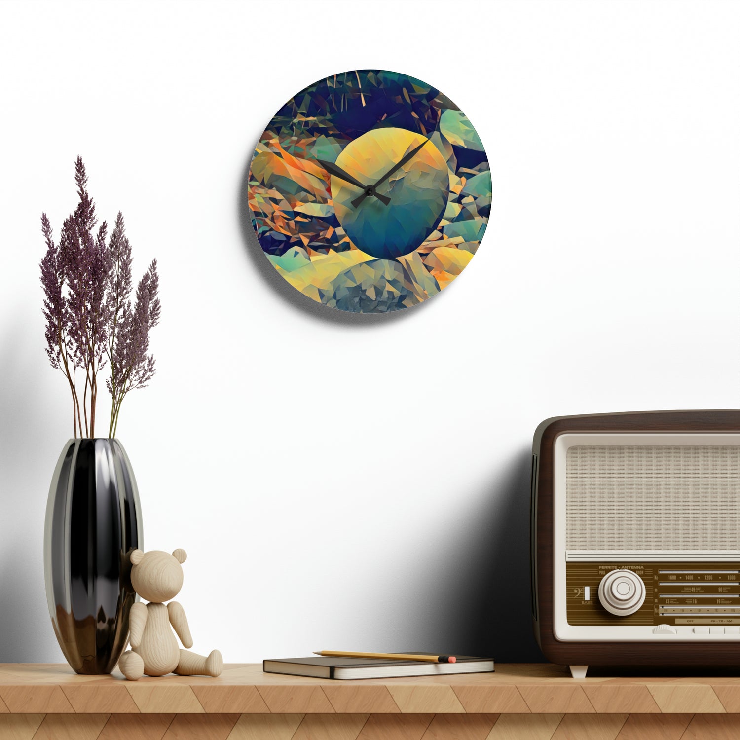 Acrylic Wall Clock - Poly Art - Stone Balance