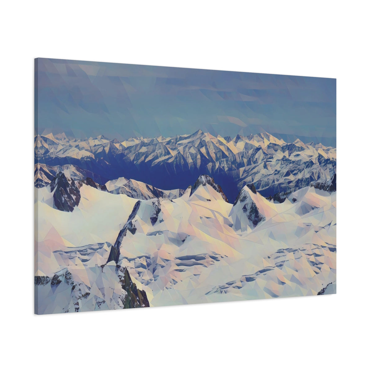 Stretched Matte Canvas - Poly Art - View from Mont Blanc (Variant 1)