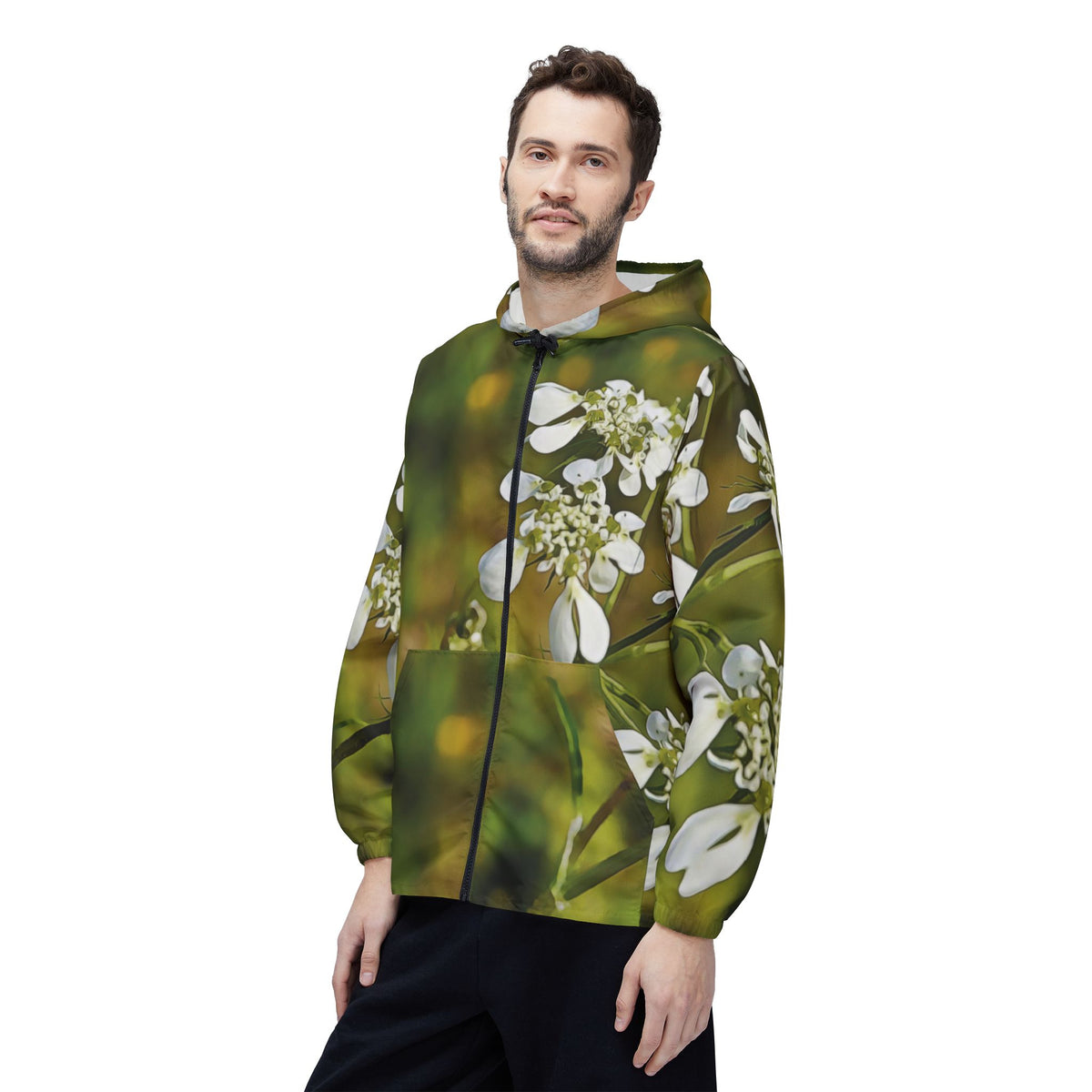 Windbreaker Jacket - Flower, White Petals