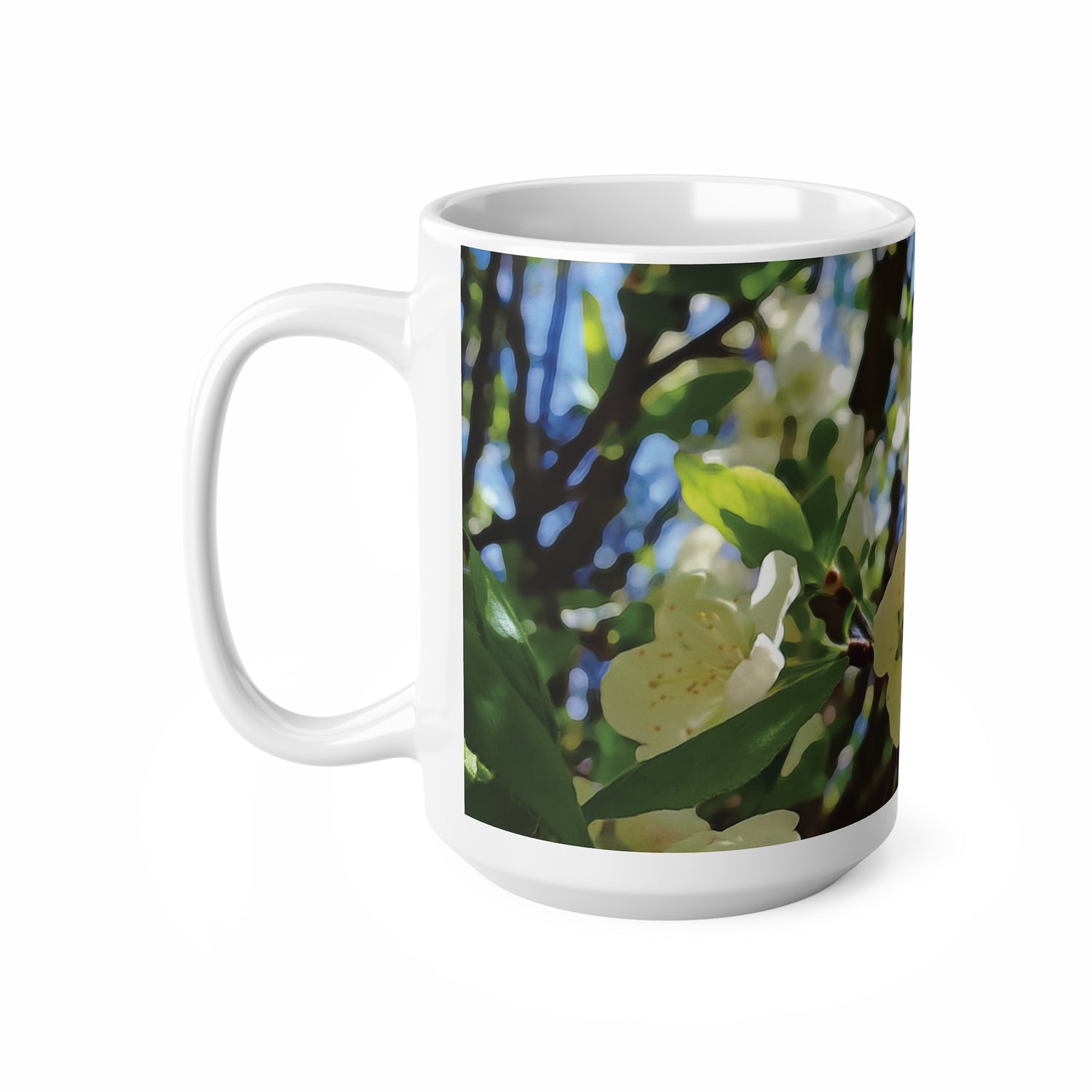 Ceramic White Cup 15oz - Apples' Tree Flower