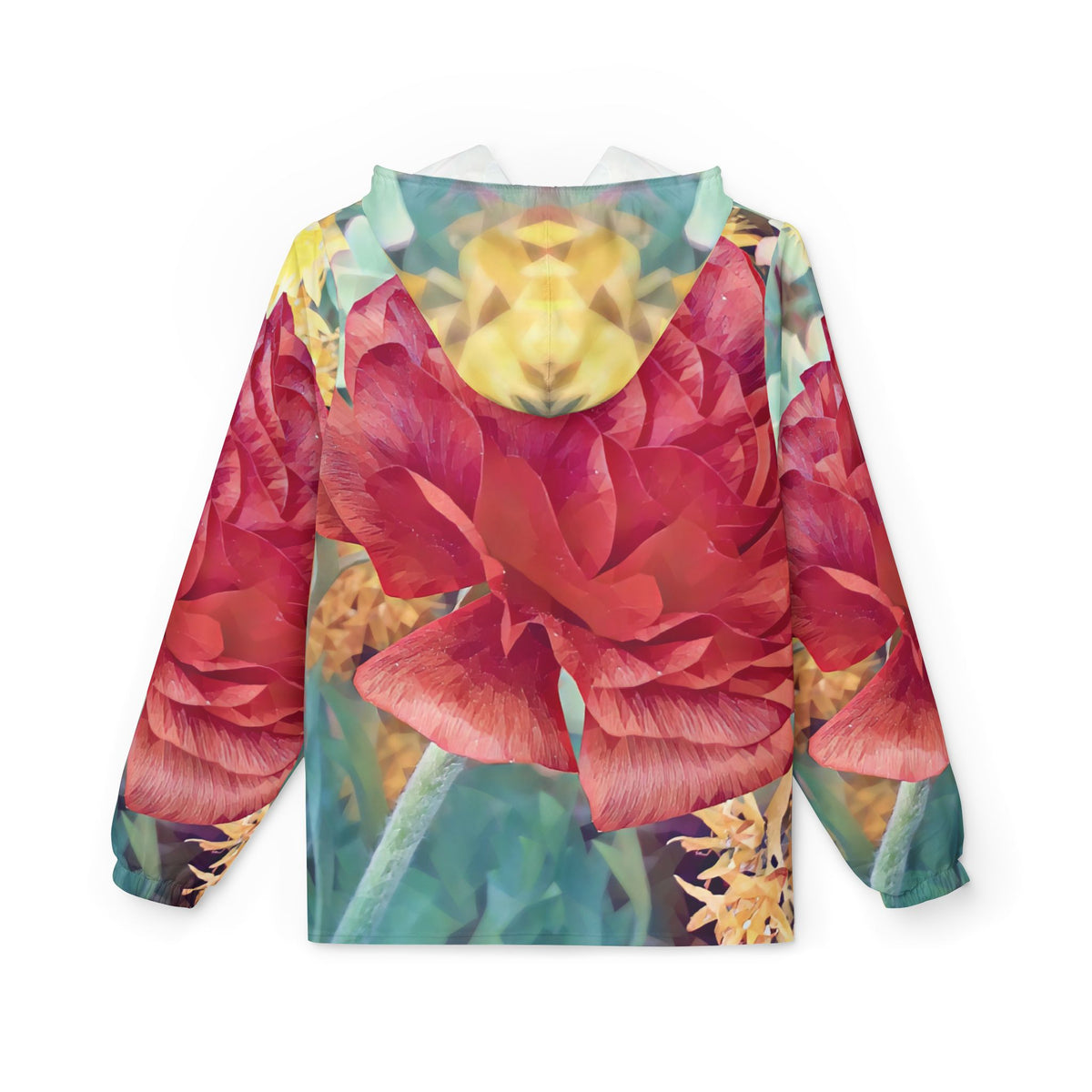 Windbreaker Jacket - Poly Art - Flower of Dahlia in Red (Variant 1)