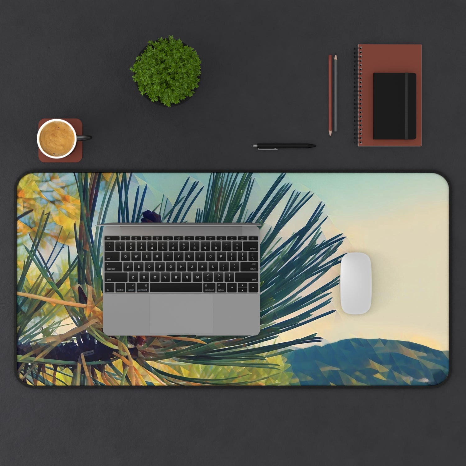 Desk Mat - Poly Art - Fir Pinecone