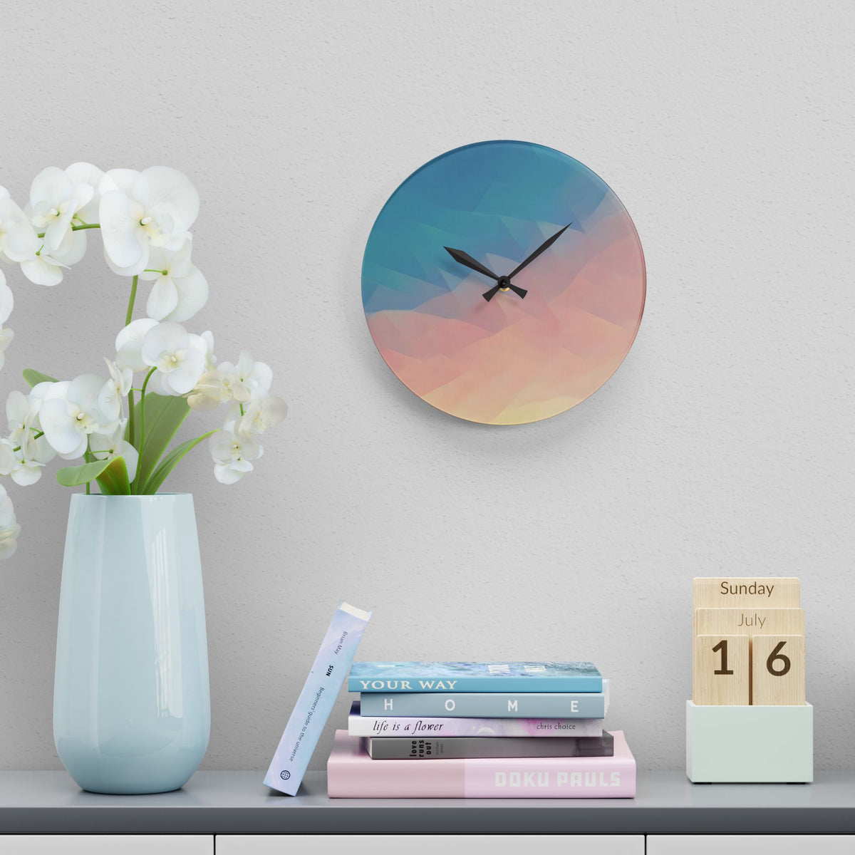 Acrylic Wall Clock - Poly Art - Sunset Sky (Variant 1)