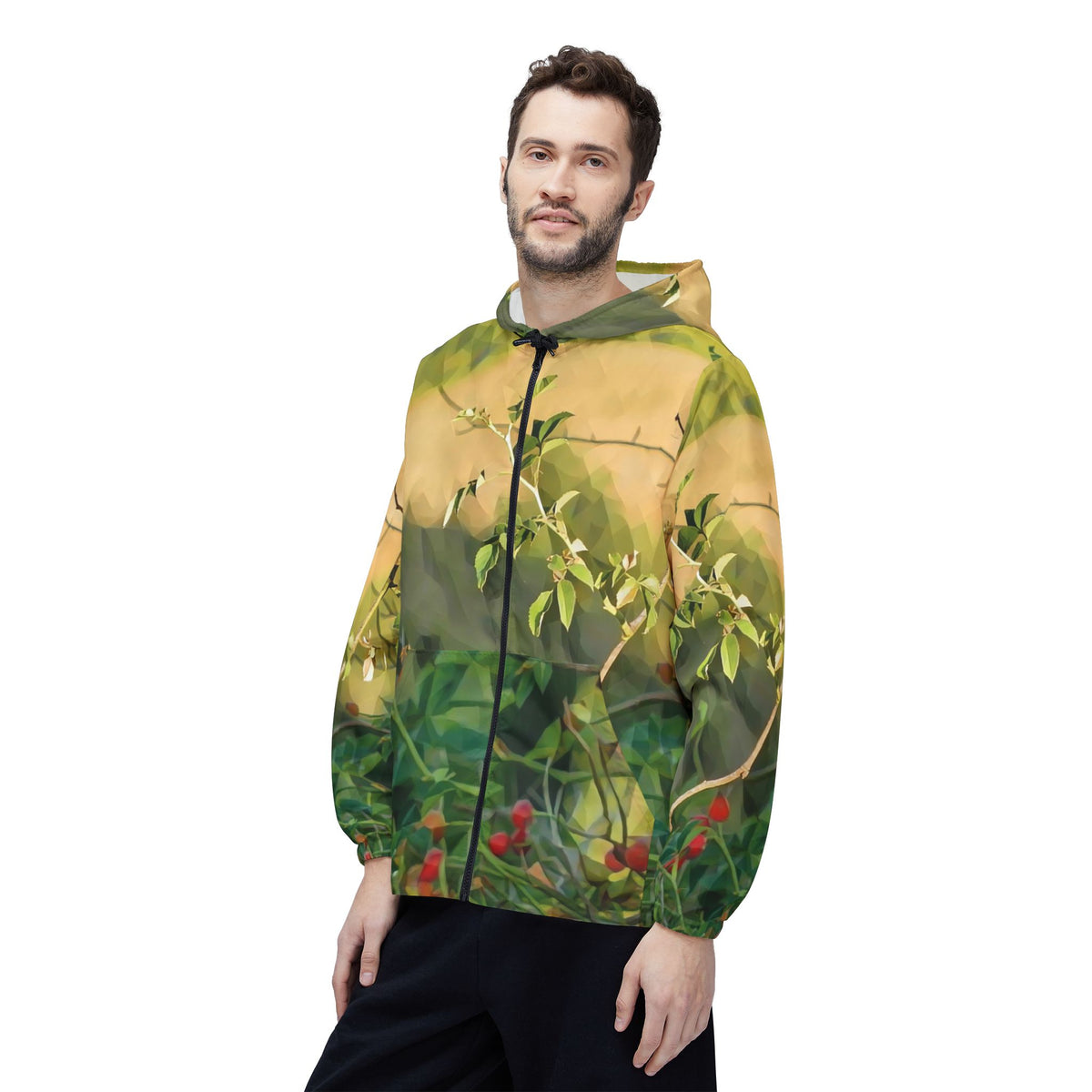 Windbreaker Jacket - Poly Art - Rosehip Plant