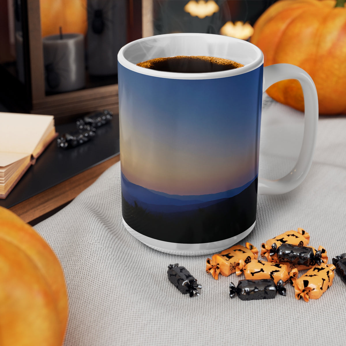 Ceramic White Cup 15oz - Sunset Sky (Variant 1)