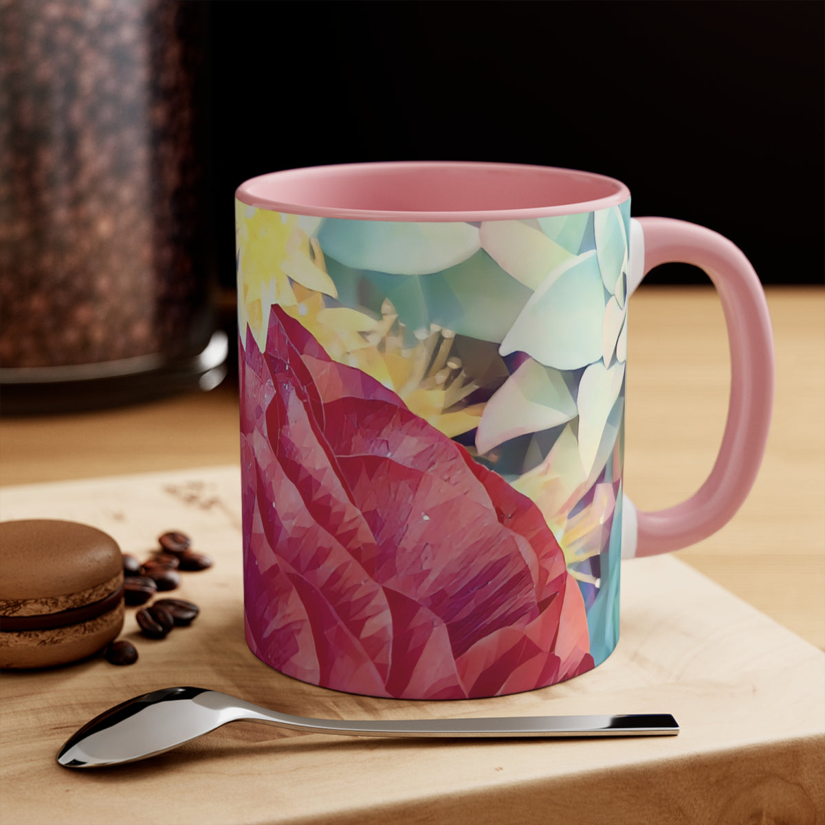 Mug 11oz - Poly Art - Flower of Dahlia in Red (Variant 1)
