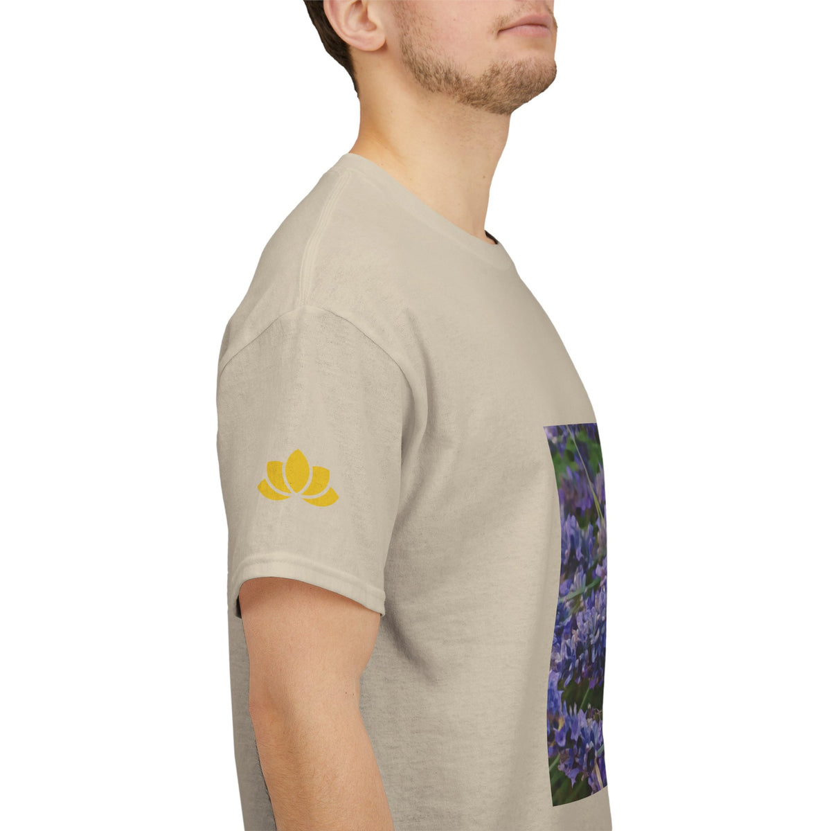 Unisex Heavy Cotton Tee - Flower of Lavender and Chamomile