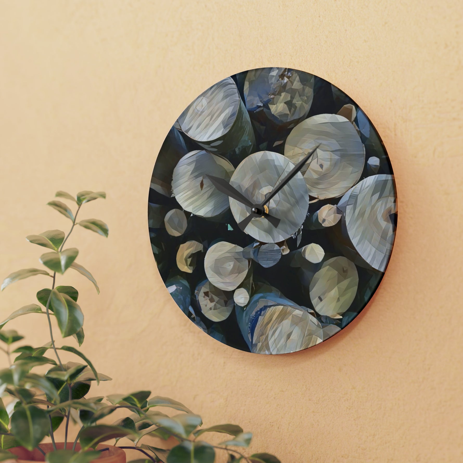 Acrylic Wall Clock - Poly Art - Wooden Trunks (Variant 5)