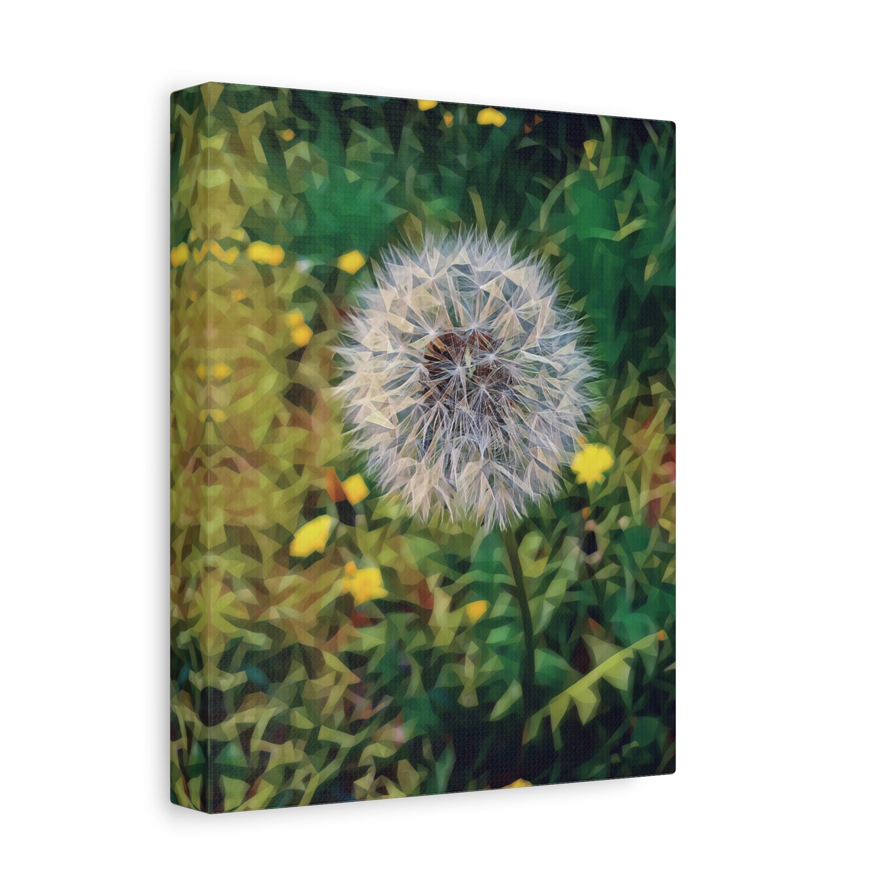 Stretched Matte Canvas - Poly Art - Flower of Dandelion (Variant 2)