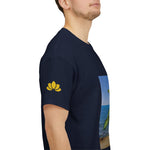 Unisex Heavy Cotton Tee - Dieffenbachia Plant and Sea landscape