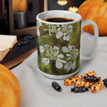 Ceramic White Cup 15oz - Flower with a small insect