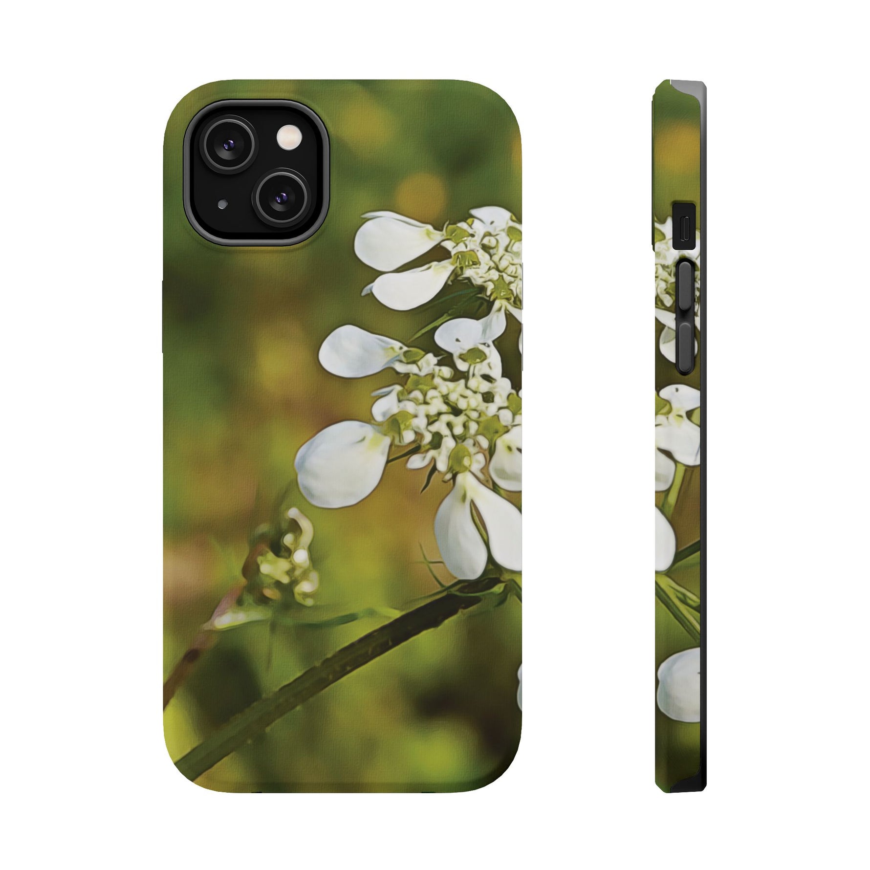 Magnetic Tough Phone Case - Flower, White