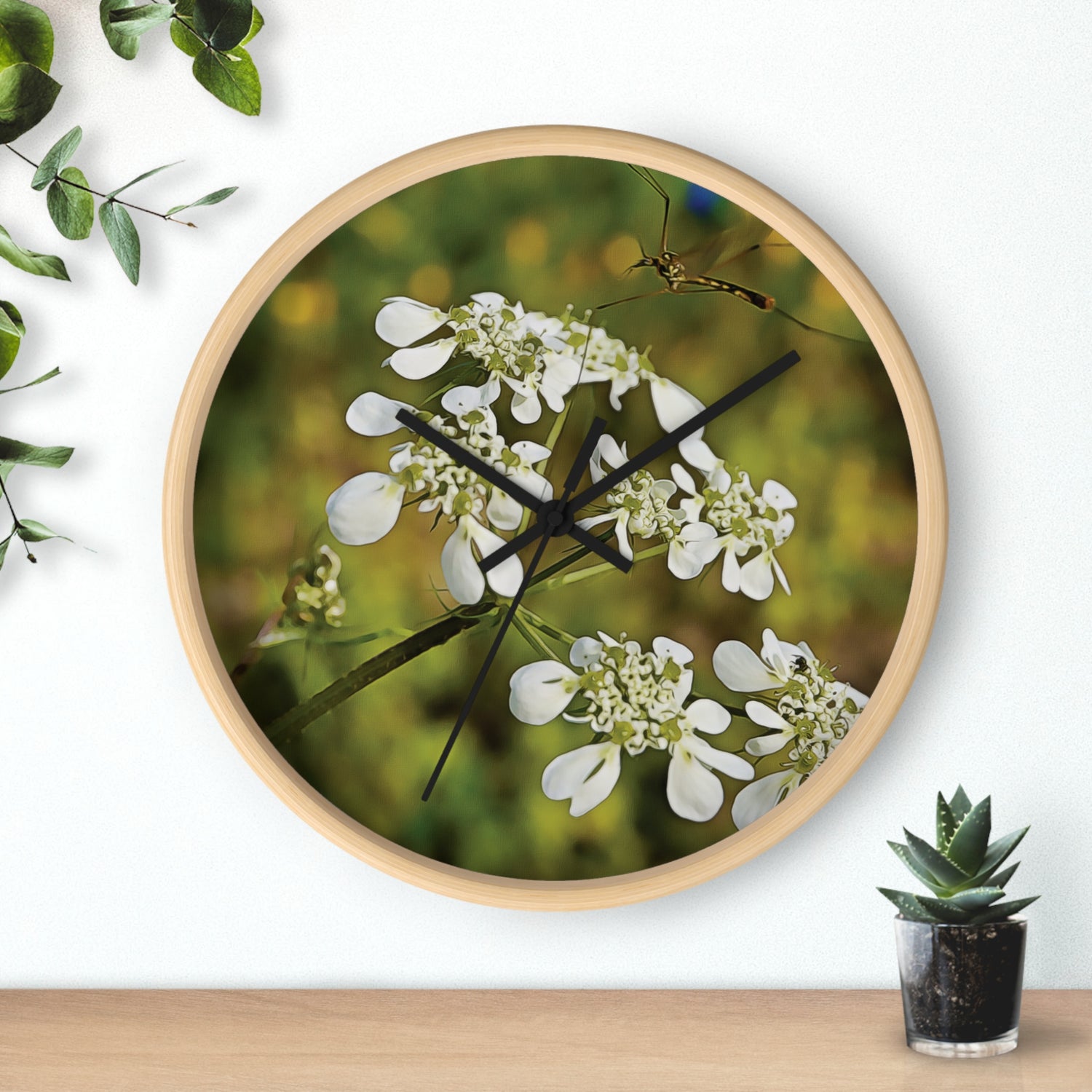 Wall Clock - Flower with a small insect