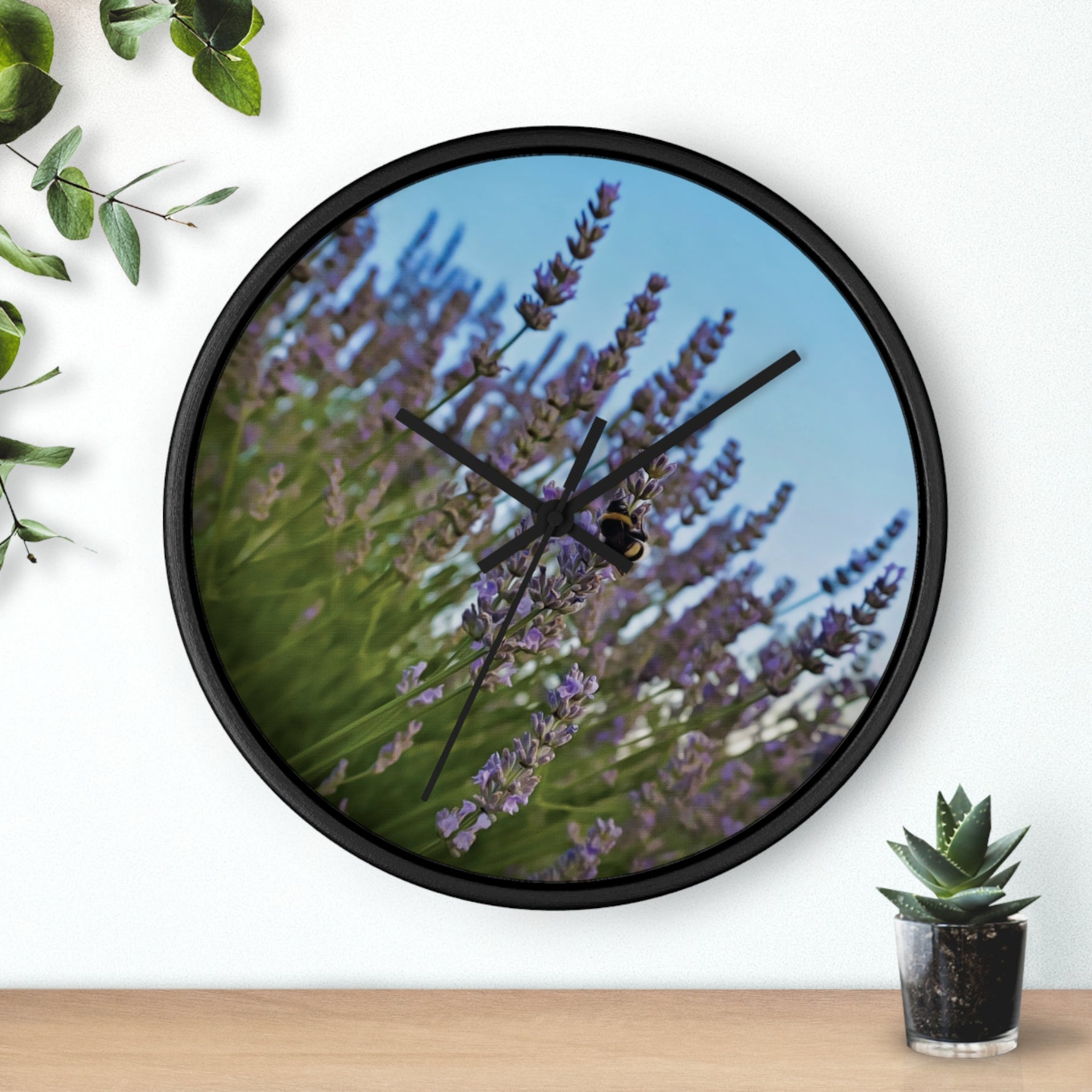 Wall Clock - Flower of Lavender with Bombus Insect (Variant 1)