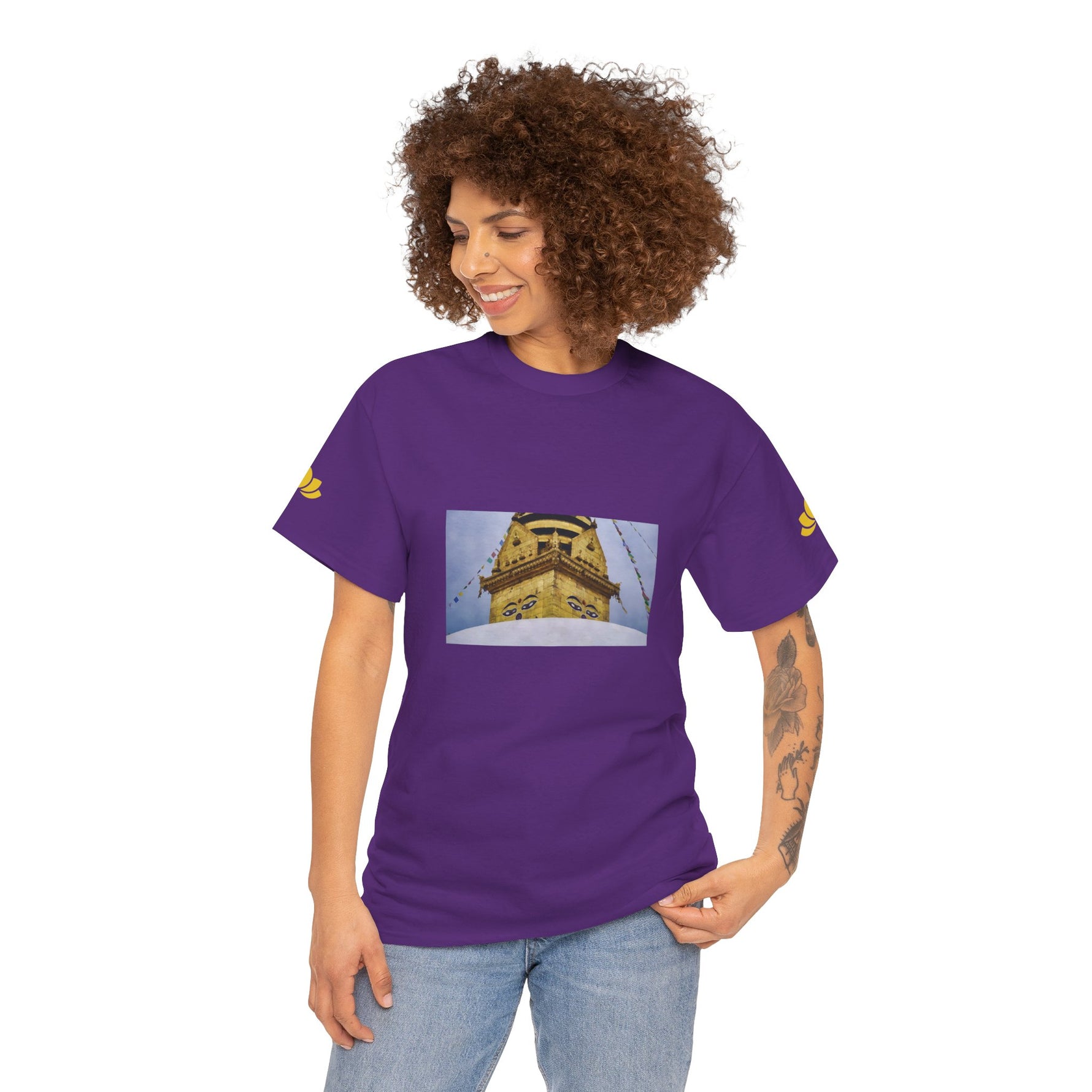 Unisex Heavy Cotton Tee - Nepal, Buddha's Eyes (Variant 4)