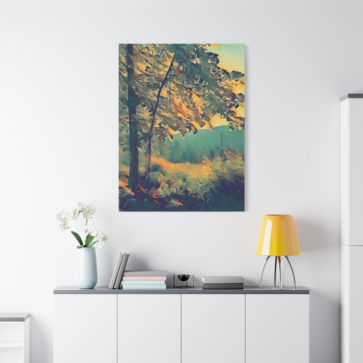 Stretched Matte Canvas - Poly Art - Forest (Variant 12)