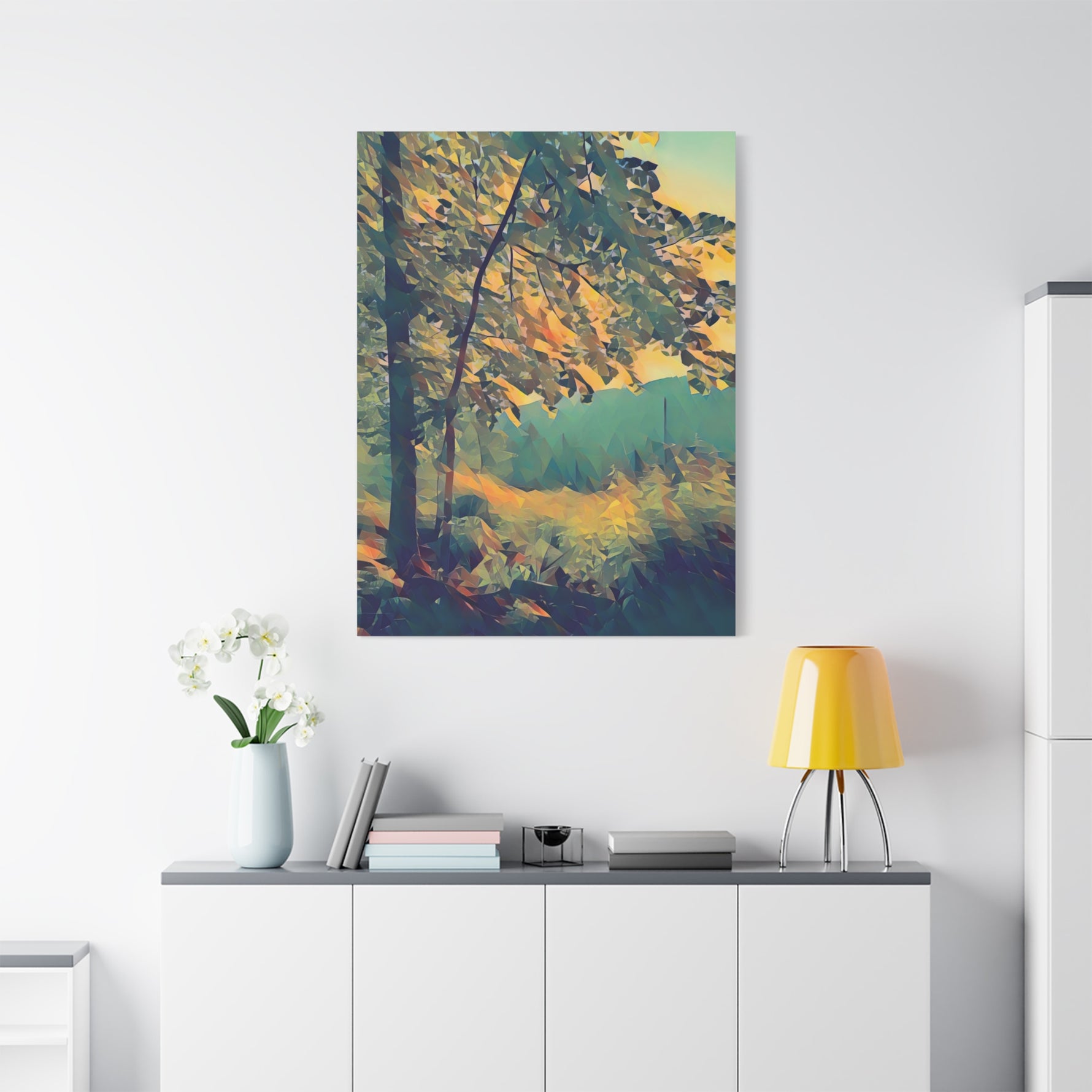 Stretched Matte Canvas - Poly Art - Forest (Variant 12)