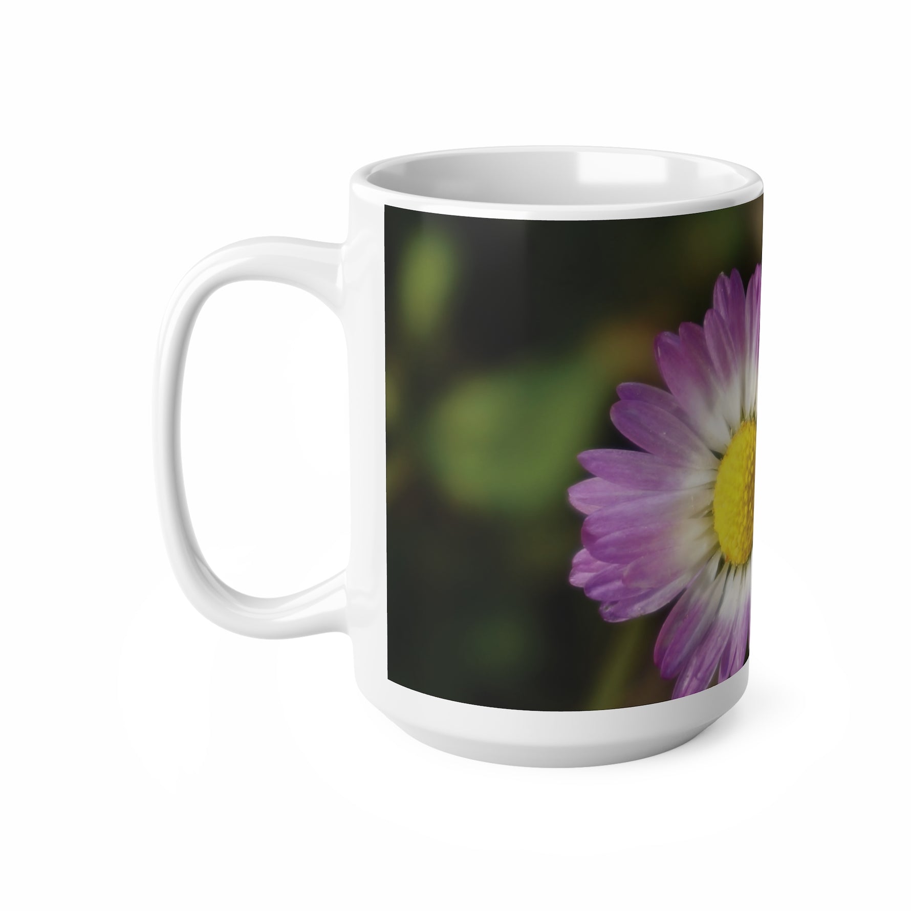 Ceramic White Cup 15oz - Flower of Daisies