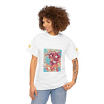 Unisex Heavy Cotton Tee - Poly Art - Flower of in sky blue and red