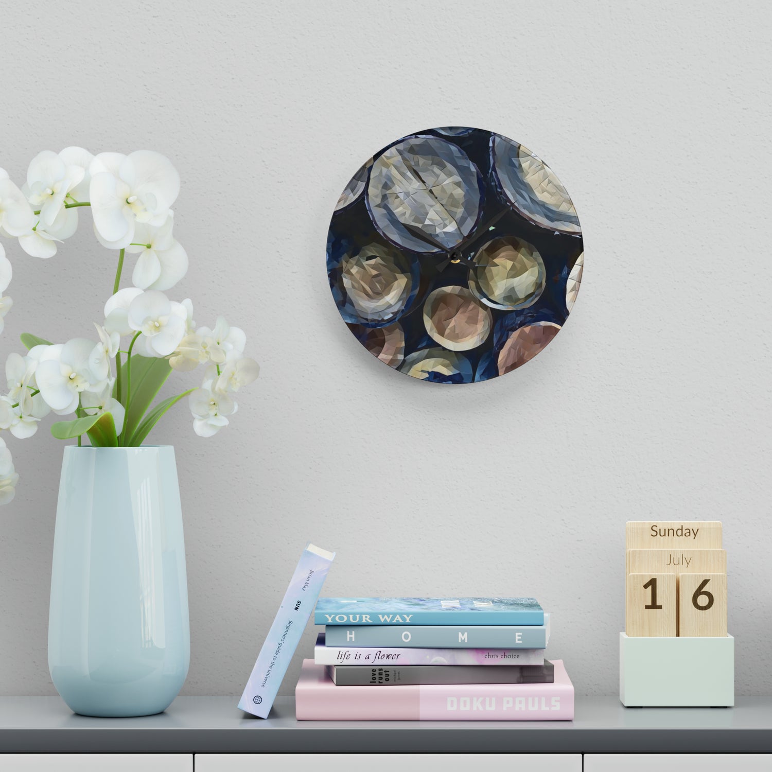 Acrylic Wall Clock - Poly Art - Wooden Trunks (Variant 1)