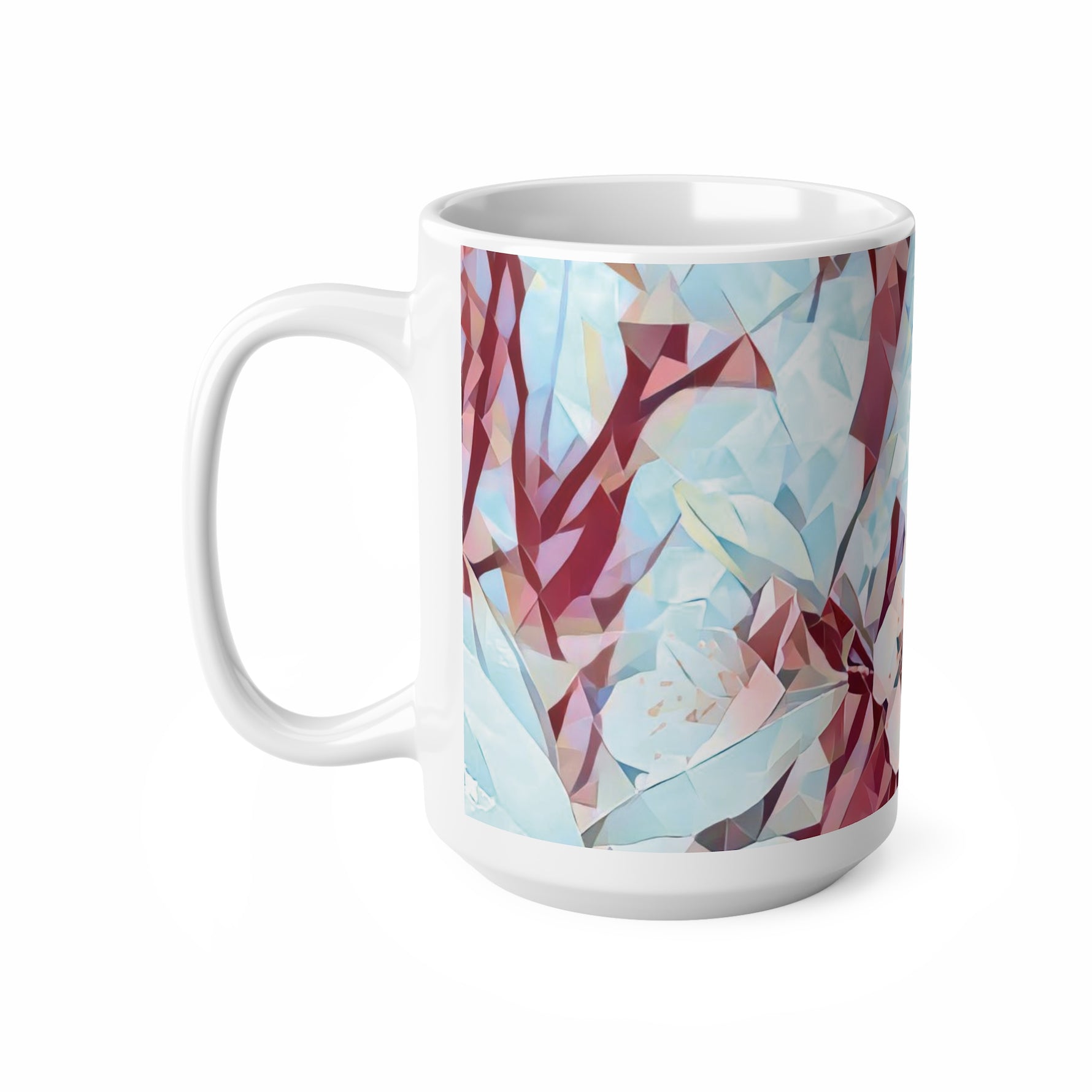 Ceramic White Cup 15oz - Poly Art - Apples' Tree Flower (Variant 4)