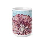 Ceramic White Cup 15oz - Poly Art - Flower of Dahlia (Variant 2)