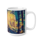 Ceramic White Cup 15oz - Poly Art - Forest, a Path (Variant 1)