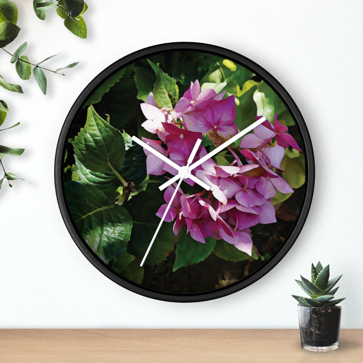 Wall Clock - Flower of Ortensia/Hydrangea Macrophylla