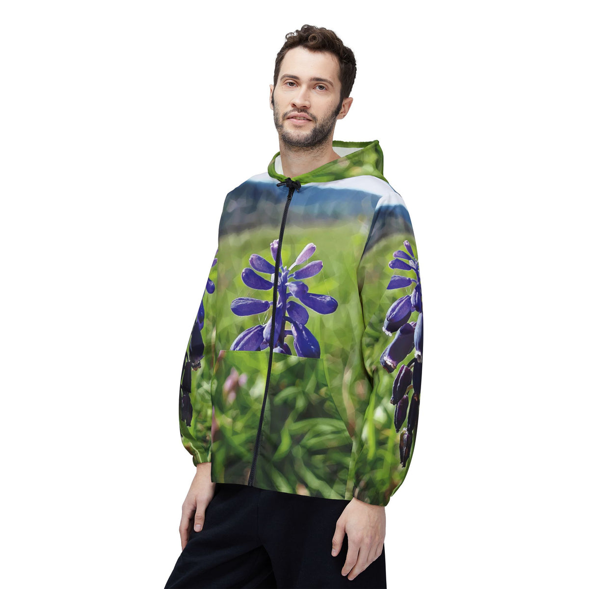 Windbreaker Jacket - Poly Art - Flower of Muscari