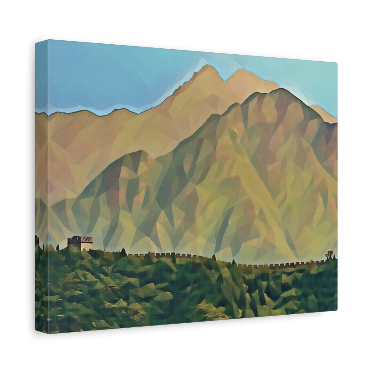 Stretched Matte Canvas - Poly Art - China's Great Wall (Variant 1)