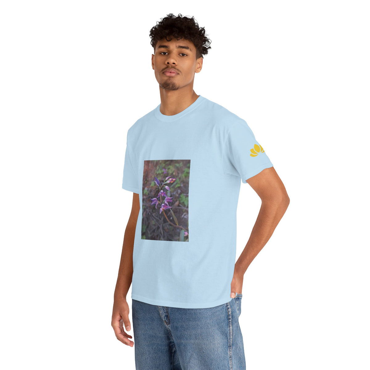 Unisex Heavy Cotton Tee - Poly Art - Flower of Cephalanthera Rubra