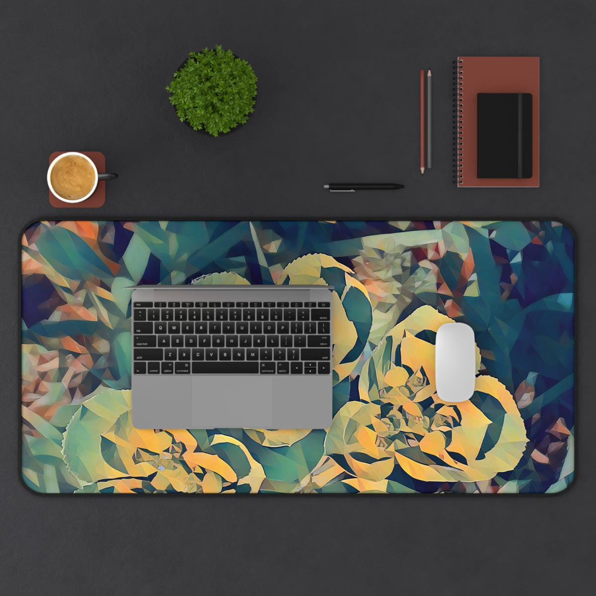 Desk Mat - Poly Art - Flower of Euphorbia Helioscopia