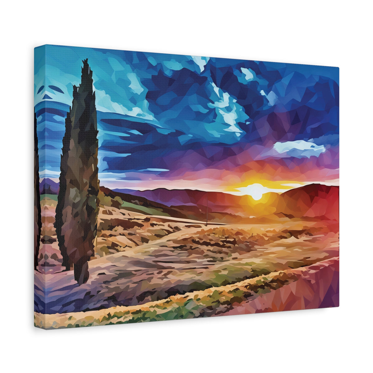 Stretched Matte Canvas - Poly Art - Tuscan Landscape (Variant 2)