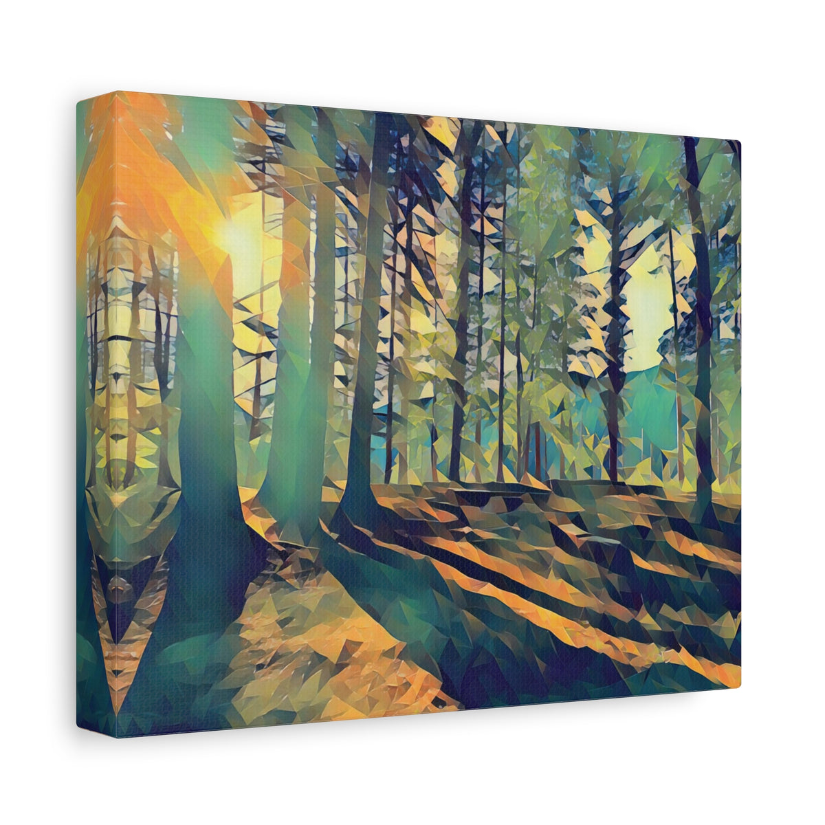Stretched Matte Canvas - Poly Art - Forest (Variant 09)