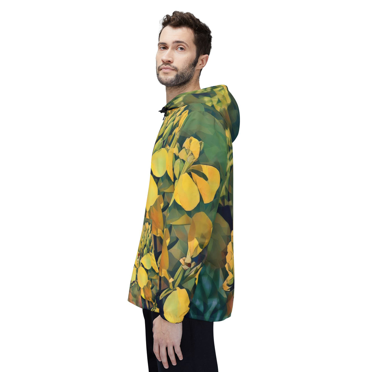 Windbreaker Jacket - Poly Art - Flower, Yellow Petals
