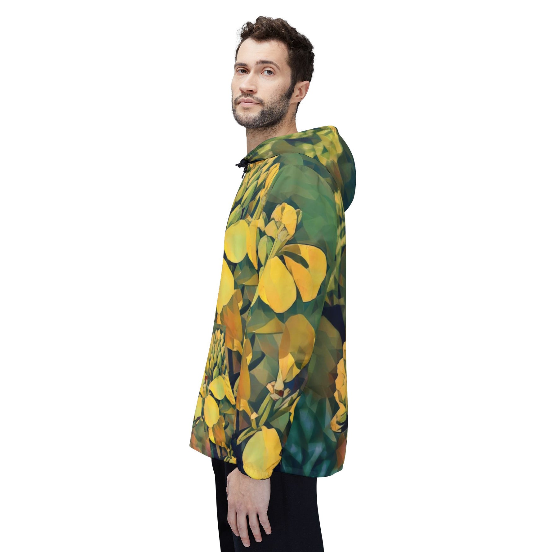 Windbreaker Jacket - Poly Art - Flower, Yellow Petals