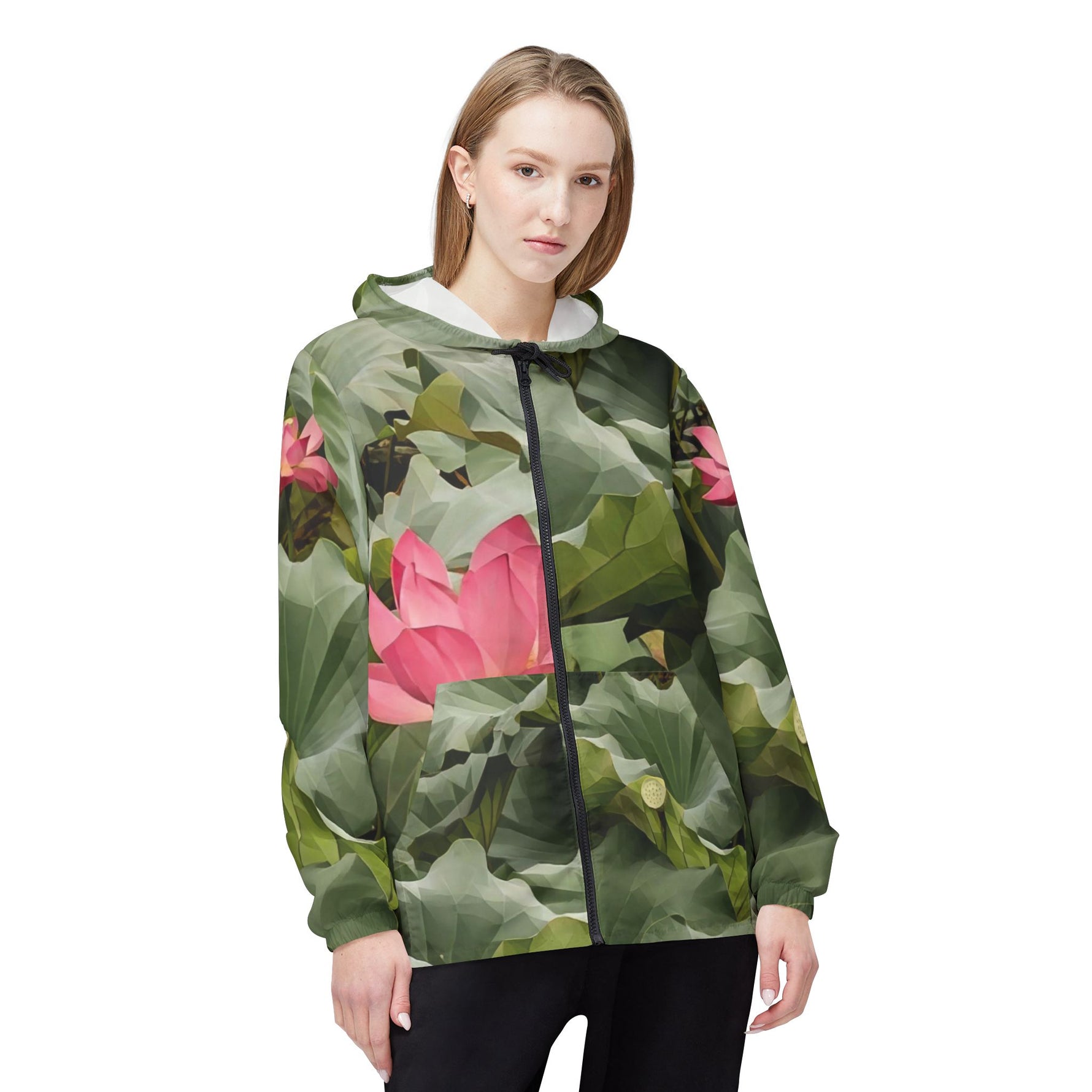 Windbreaker Jacket - Poly Art - Flower of Lotus