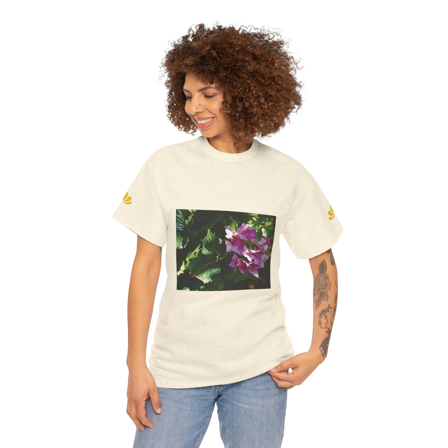 Unisex Heavy Cotton Tee - Flower of Ortensia/Hydrangea Macrophylla