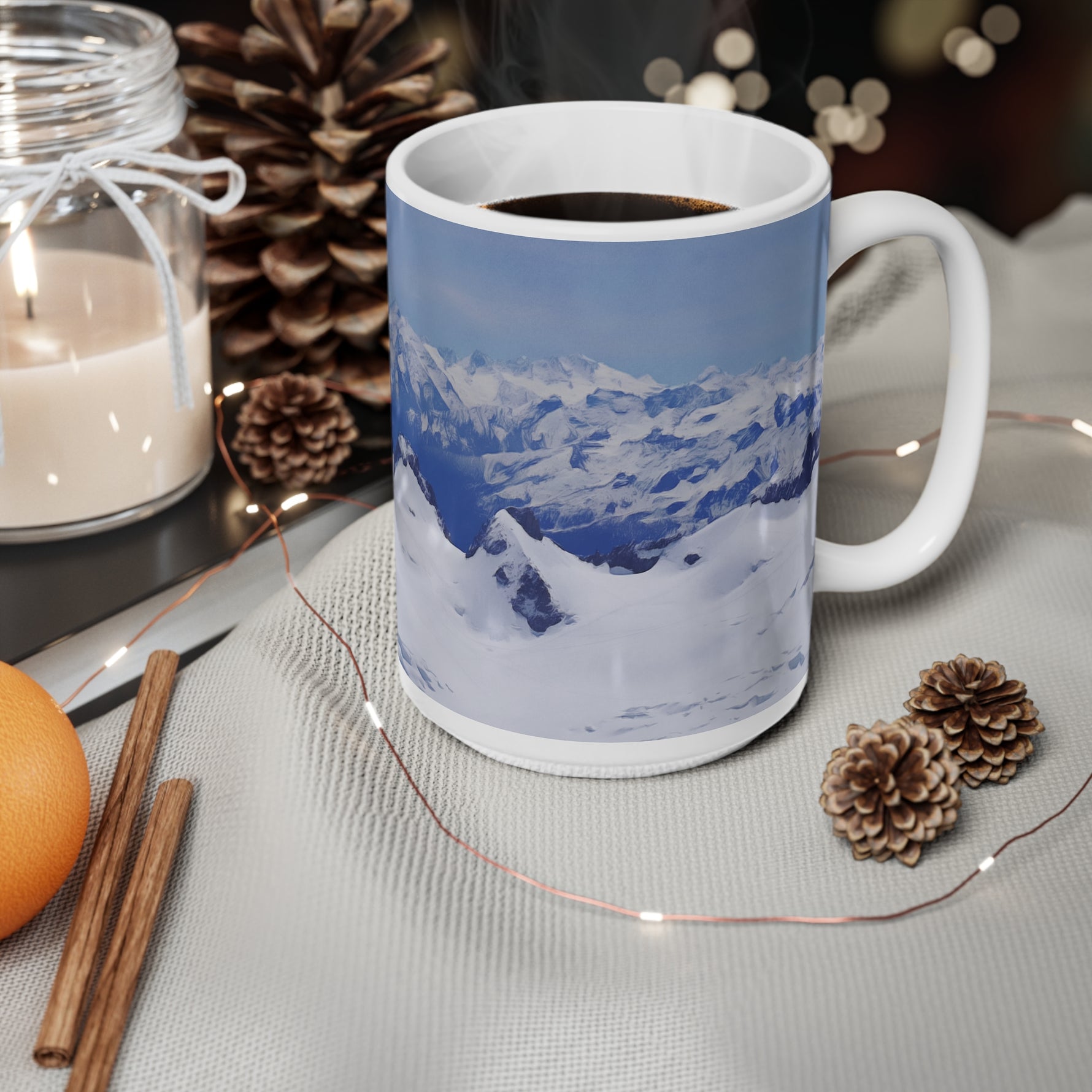 Ceramic White Cup 15oz - View from Mont Blanc (Variant 1)