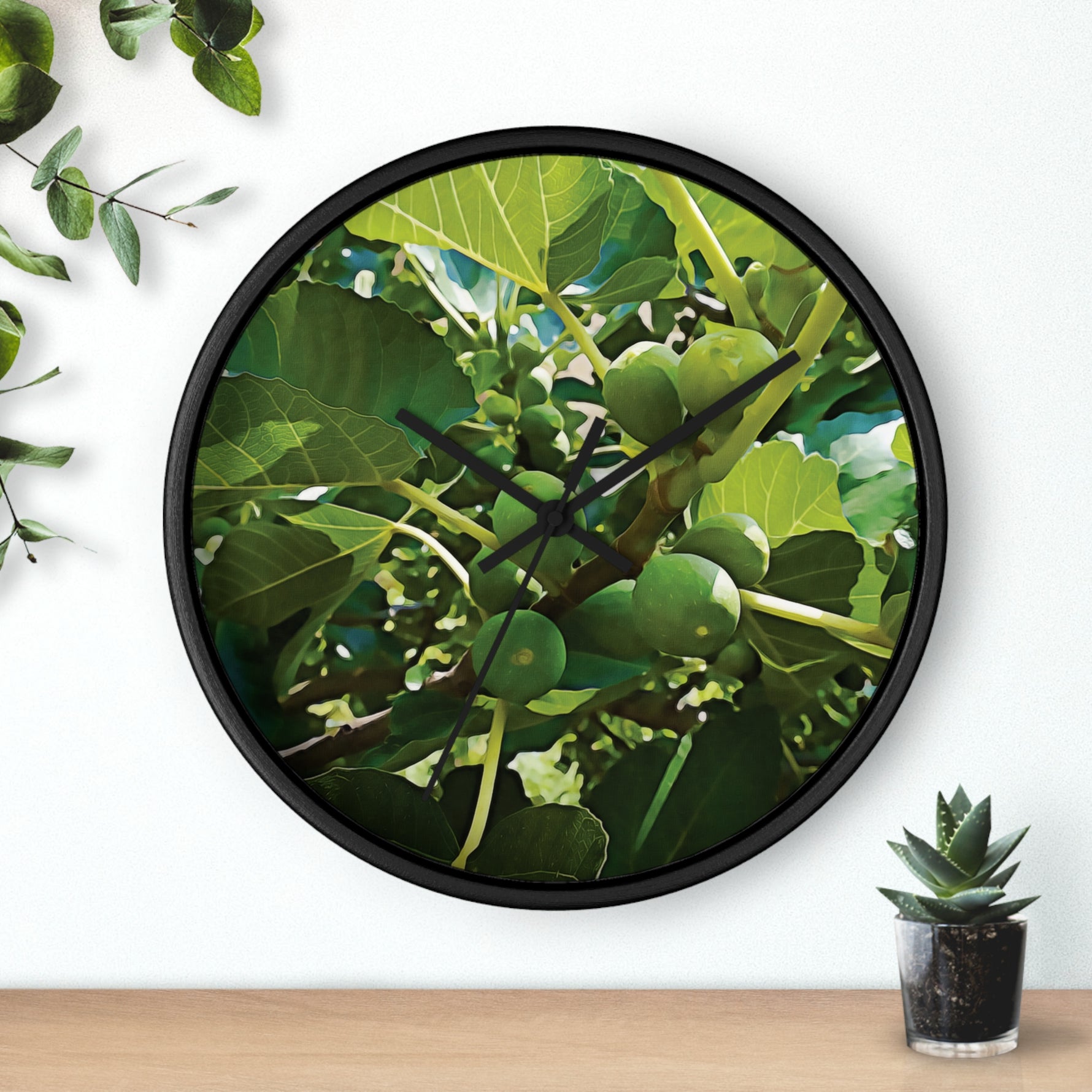 Wall Clock - Fig's Plant, with Fruits and Leaves