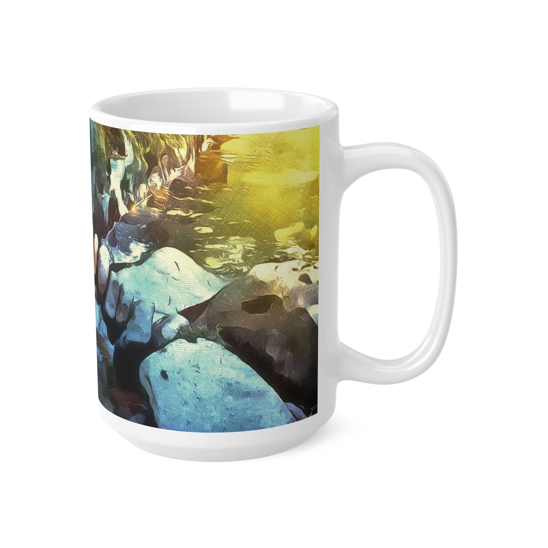 Ceramic White Cup 15oz - Stone Balance (Variant 2)