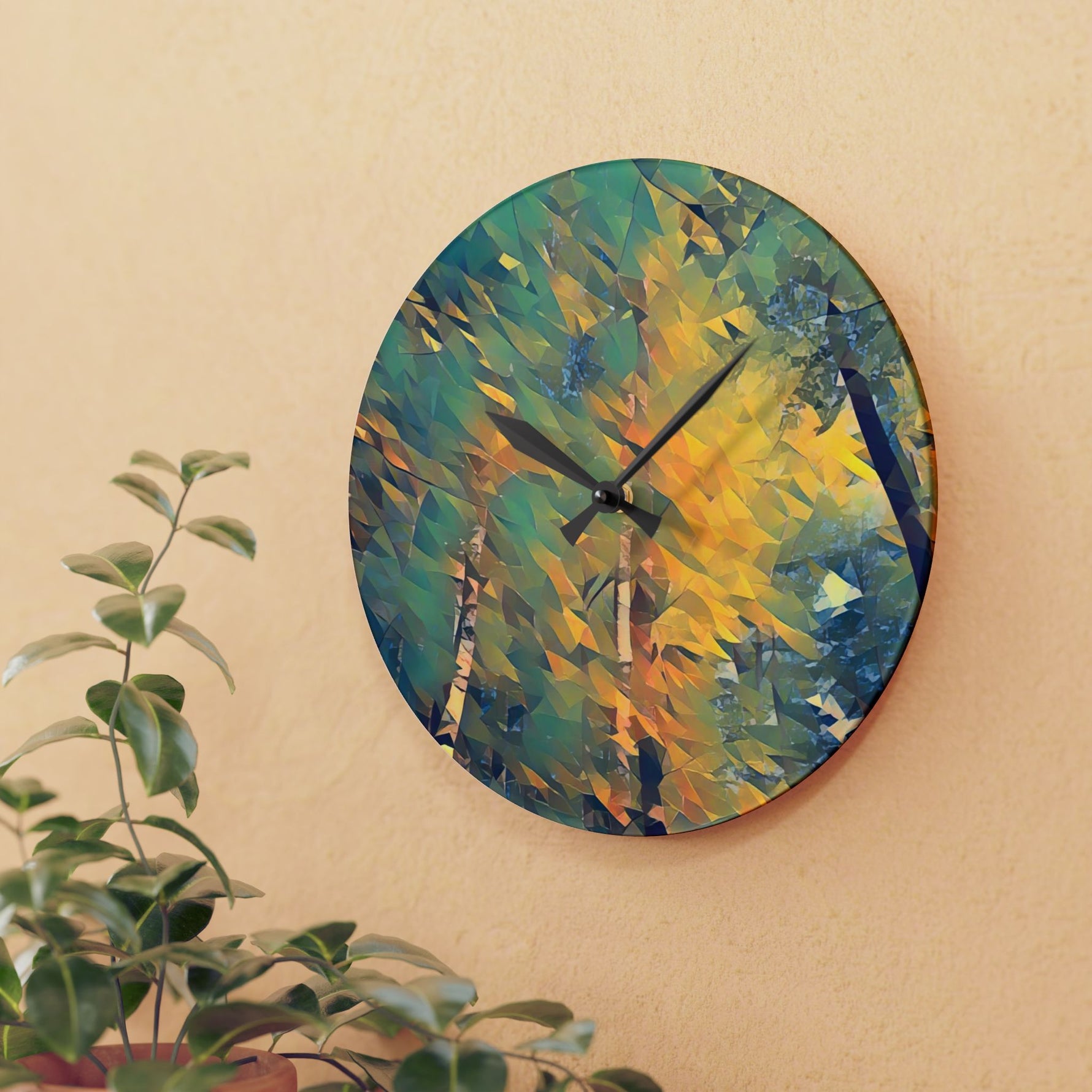 Acrylic Wall Clock - Poly Art - Forest (Variant 02)